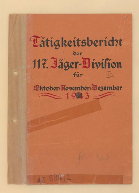 Tätigkeitsbericht der 117. Jäger-Division für Oktober bis Dezember 1943, Deckblatt