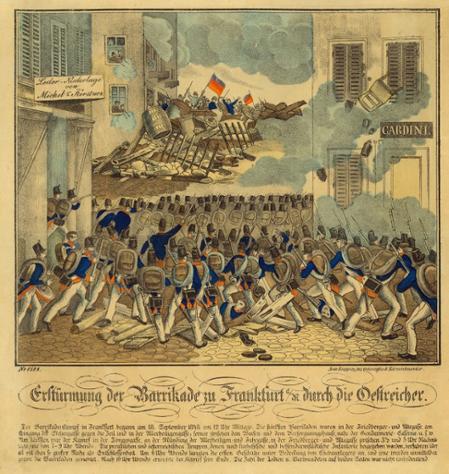Erstürmung der Barrikade in Frankfurt 1848
