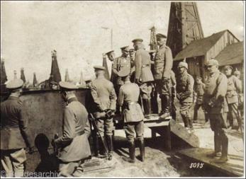 Wilhelm II. und Mackensen auf den Erdölfeldern bei Campina