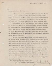 Schreiben des Prinzen Max von Baden, 28.04.1919