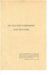 Flugblatt zur Rentenreform der Bundesregierung vom April 1957.