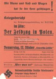 Einladung der NSDAP zu einer Sondervorführung der ersten Filmfassung zum 12. Okt. 1939.