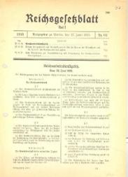 Verkündung des Reichsarbeitsdienstgesetzes im Reichsgesetzblatt, Juni 1935