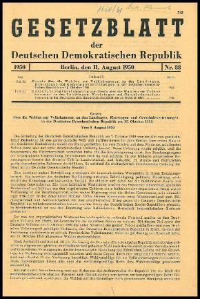 Wahlgesetz zu den Volkswahlen vom 15.10.1950