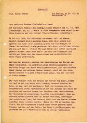 Abschrift eines Briefes von Professor Fritz Cremer an den Chefredakteur der Zeitschrift „Neues Deutschland” Hermann Axen vom 27. Dezember 1965