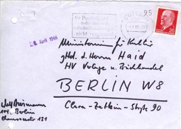 Schriftwechsel zwischen Bruno Haid und Wolf Biermann vom 29. März bis 4. April 1966