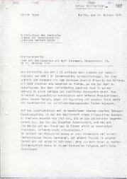 Schreiben des Wahlhelfers Walter Hoyer an die Kreisleitung der Zentralen Organe der Gewerkschaften vom 18. Oktober 1976