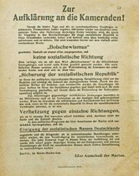 Flugblatt des 53er Ausschusses der Marine [Dezember 1918]
