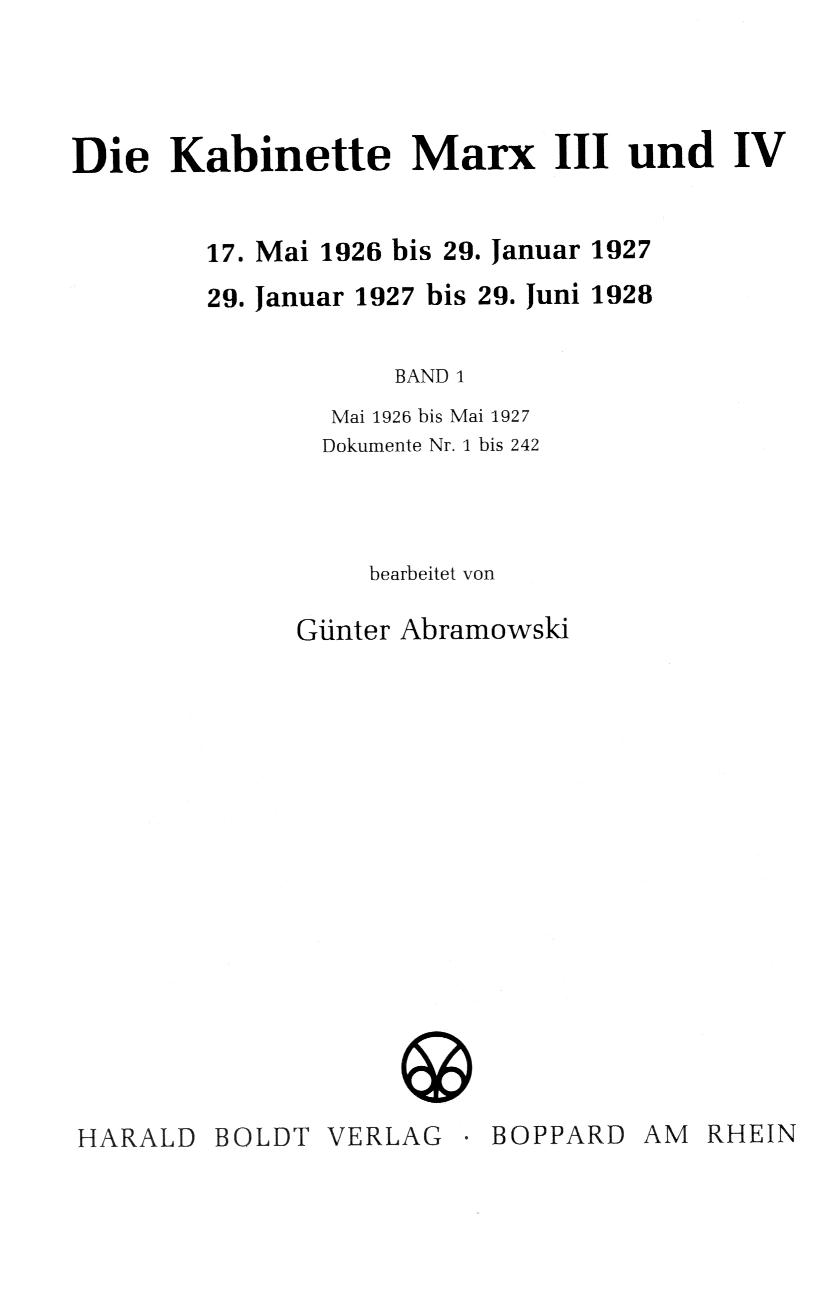 Die Kabinette Marx III und IV