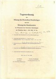 Tagesordnung der Sitzung des Deutschen Bundestages und der Sitzung des Bundesrates, Entwurf vom 12. Juni 1969