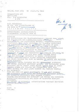 Telegramm aus Mogadischu, 17. Oktober 1977