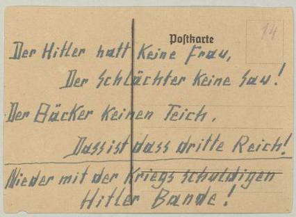 Flugschrift in Postkartenform, ca. 1940-1942