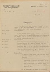 Erste Seite der Anklageschrift des Oberreichsanwalts beim Volksgerichtshof im Fall Hampel, 8. Dezember 1942