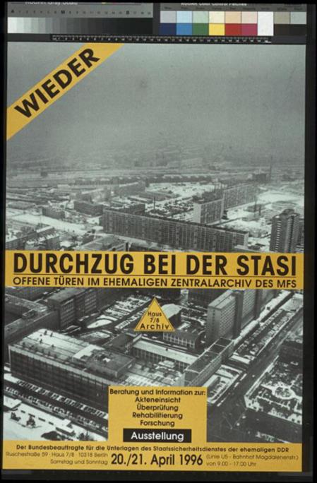 Offene Archive der Stasi.- Plakat des BStU, 1996