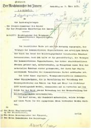Verwendung beschlagnahmten Vermögens kommunistischer Organisationen als Ersatz der durch die Reichstagsbrandstiftung entstandenen Schäden.- Schreiben des Reichsministers des Innern, 9. März 1933