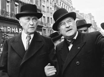 1951: Konrad Adenauer und André Francois-Ponçet kurz vor der Gründung der Europäischen Gemeinschaft für Kohle und Stahl