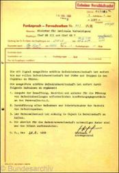 Fernschreiben des Ministers für Nationale Verteidigung, Armeegeneral Heinz Hoffmann, an die Chefs der Militärbezirke III und V vom 20. August 1968