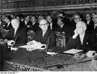 Adenauer, Hallstein und Segni in Rom