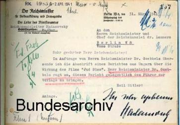 Anschreiben des Reichssendeleiters an das Reichsministerium für Volksaufklärung und Propaganda (RMVP), 31. März 1941
