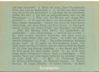 Zensurkarte, Film-Prüfstelle Berlin 
Vorspann: Jud Süß, (Prüf-Nr. B 54286),  21. September 1940, Seite 2