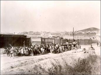 Geschütztransport bei der Holzsägerei Weber, Tsingtau 1904
