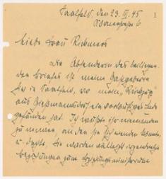 Brief an Florentine Rickmers vom 23. März 1945 (1. Seite)