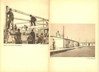 Barackenbau. Bilder aus dem Propaganda-Werk "Spaten und Ähre", 1937