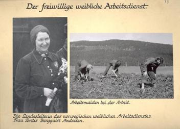 Norwegischer weiblicher Arbeitsdienst, ca. 1940/41