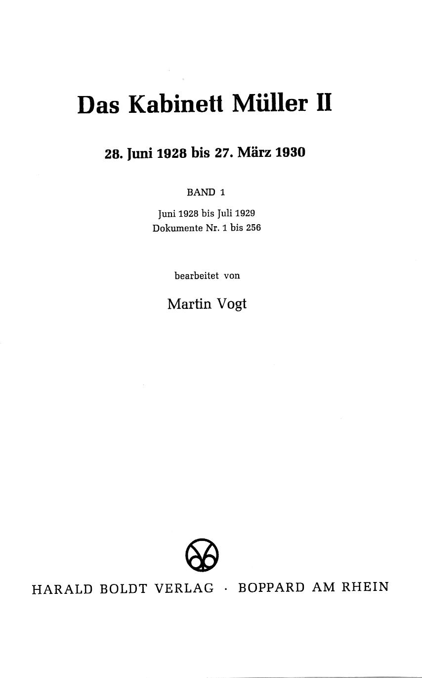 Kabinett Müller II. Band 1