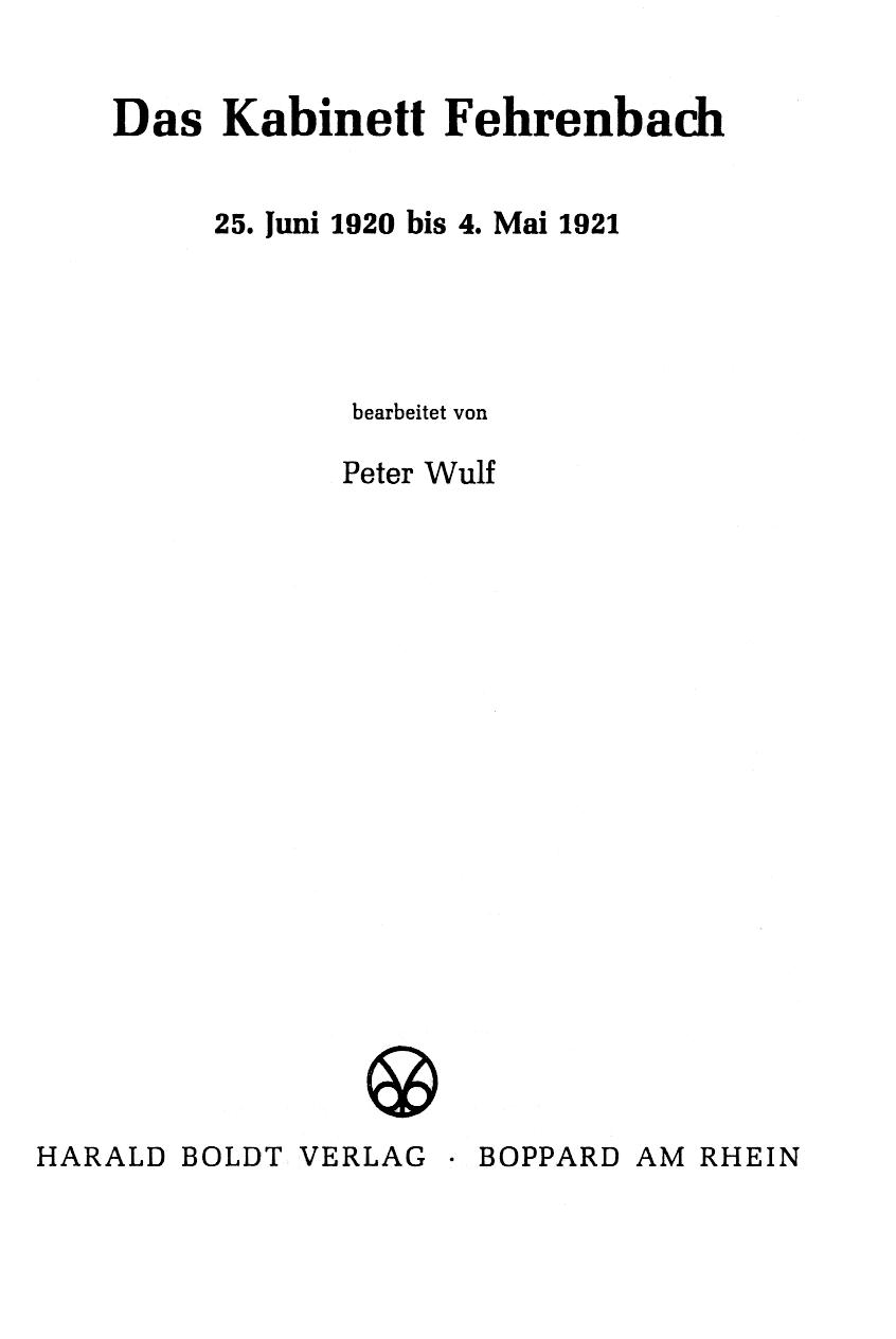 Das Kabinett Fehrenbach