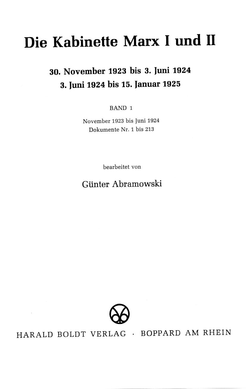 Die Kabinette Marx I und II