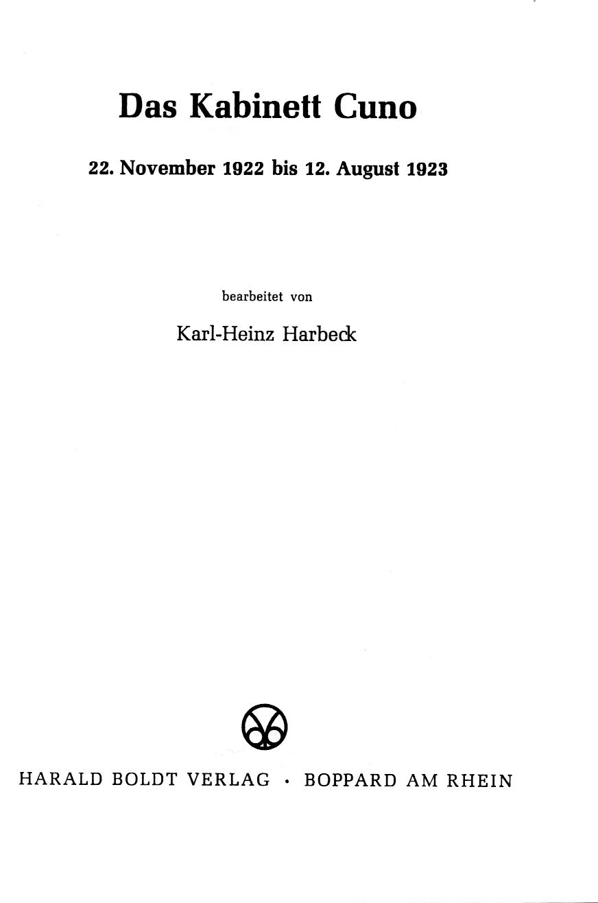 Das Kabinett Cuno