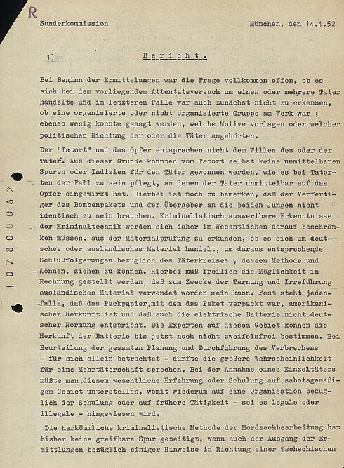 Ganzseitiges maschinengeschriebenes Dokument