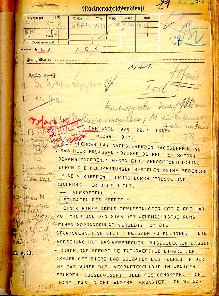 Attentat Vom 20 Juli 1944 "Eine gewissenlose Clique frontfremder Parteiführer" – Der 20. Juli