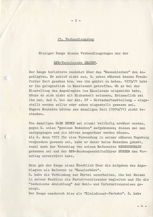 Maschinengeschriebenes Dokument mit strukturierten Absätzen