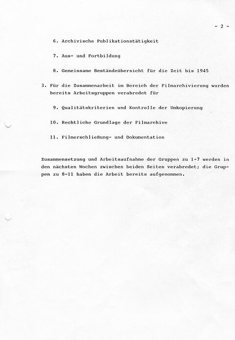 Ergebnis der Gespräche zwischen Bundesarchiv und Staatlicher Archivverwaltung der DDR, Seite 2