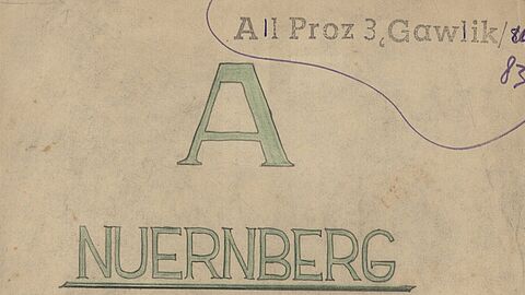 Deckblatt einer Akte mit eidesstattlichen Erklärungen über den SD