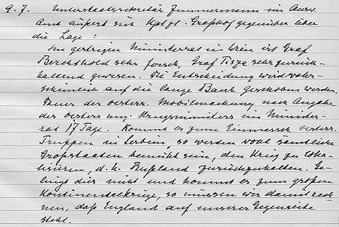 Tagebucheintrag Johann-Bernhard Mann vom 9. Juli 1914