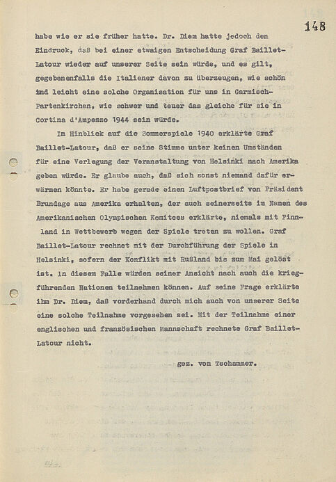 Schreiben des Reichssportführers Hans von Tschammer und Osten an das Reichsministerium des Innern vom 10. November 1939