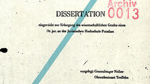 Deckblatt der Dissertation "Die Planung der politisch-operativen Arbeit im Ministerium für Staatssicherheit" von Gerhard Neiber und Heinz Treffehn