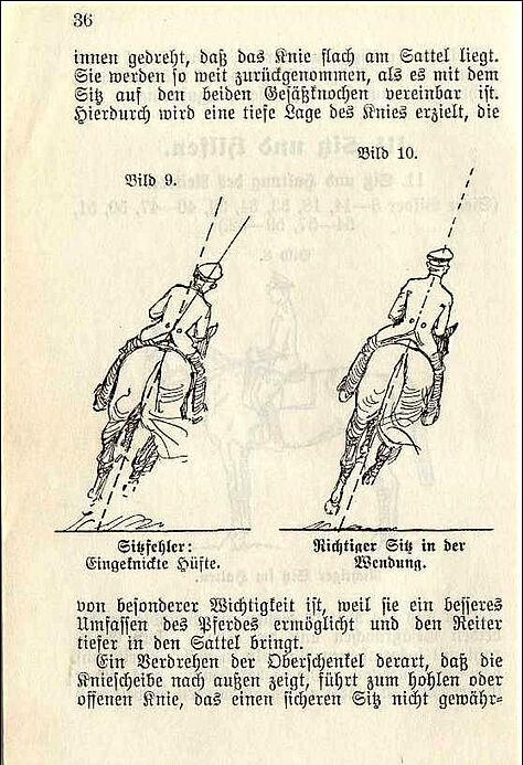 Auszug aus der Lehrschrift "Reitvorschrift" über die korrekte Haltung während des Reitens