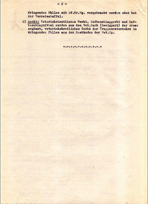 Lehrblatt zur Veterinärversorgung der Pferde.