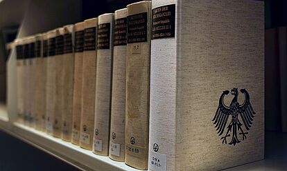 Bände der Reihe 'Akten der Reichskanzlei' stehen in einem Regal