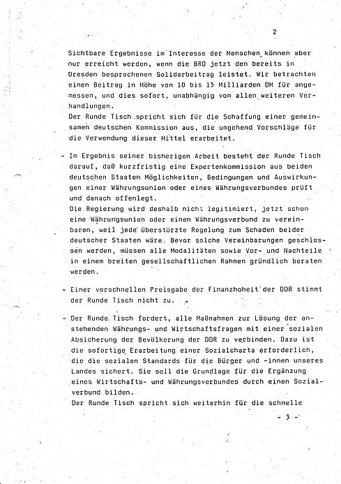 Positionspapier der National-Demokratischen Partei Deutschlands und der Bürgerbewegung „Demokratie Jetzt“ für den Runden Tisch zu den Regierungsverhandlungen im Einigungsprozess vom Februar 1990, Seite 2