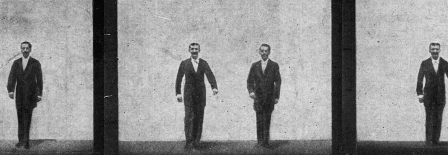 Filmstreifen aus dem ersten Film der Brüder Max Skladanowsky und Emil Skladanowsky