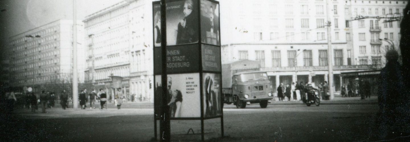 Das Bild zeigt eine Probeaufnahme des Stadtzentrums von Magdeburg mit versteckter Überwachungstechnik.