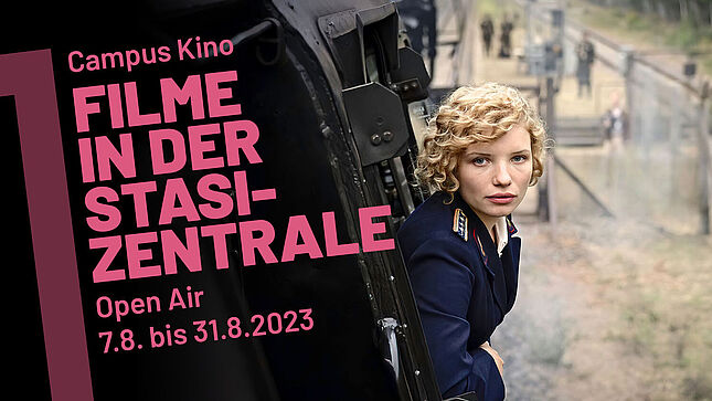 Ankündigung des Campus-Kinos 2023 mit einem Ausschnitt aus dem Film '3 1/2 Stunden'