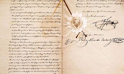 Bild vom Gesetz betreffend die Grundrechte des deutschen Volkes, Frankfurt am Main, 27. Dezember 1848