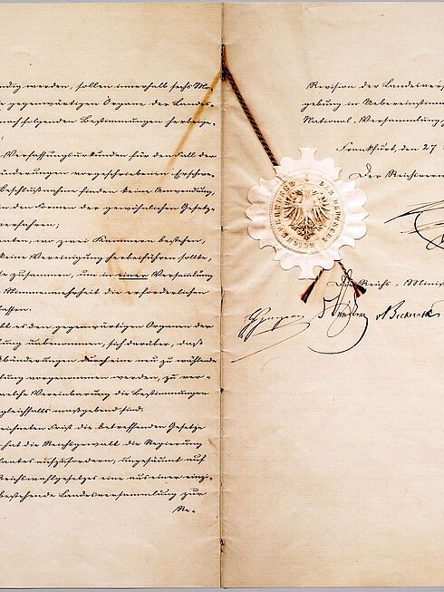 Bild vom Gesetz betreffend die Grundrechte des deutschen Volkes, Frankfurt am Main, 27. Dezember 1848