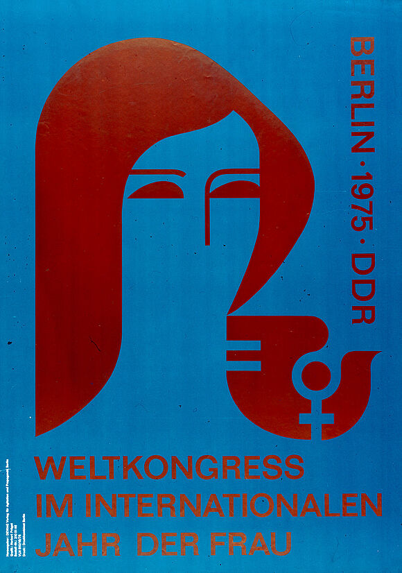 Plakat zum Weltkongress im Internationalen Jahr der Frau in Berlin